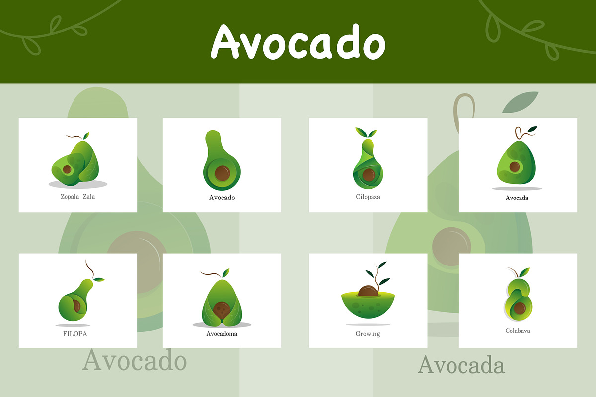Avocado logo bundle set, a Food Illustration by foxndeer (Photo 1 of 4)