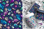 Sea Life Doodle Seamless Patterns, a Pattern Graphic by BALABOLKA (Thumbnail 5 of 8)
