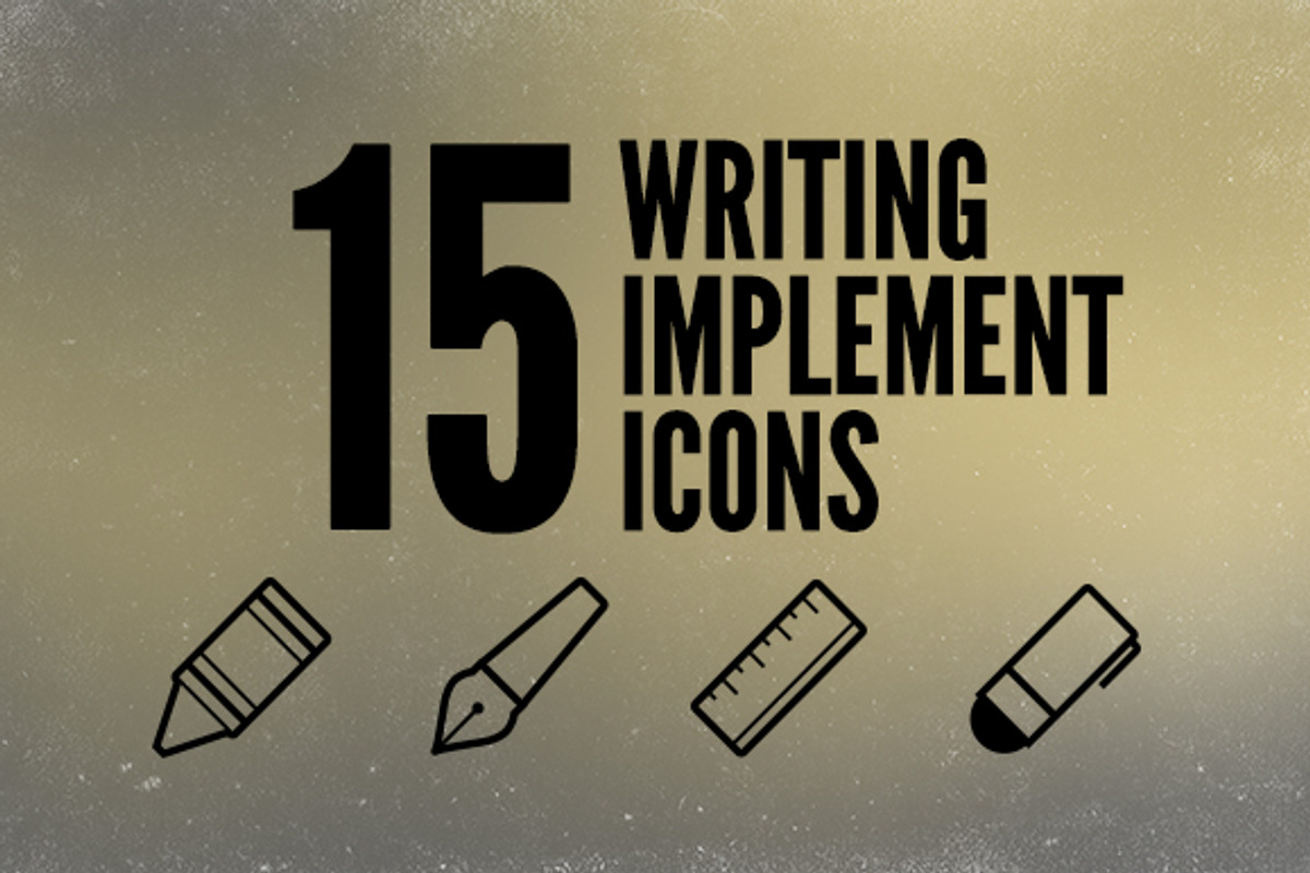 Writing Implements Icon Set
