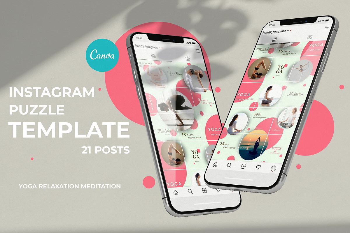 Yoga Instagram Puzzle Feed Template, a Social Media Template by Handy Template (Photo 1 of 7)