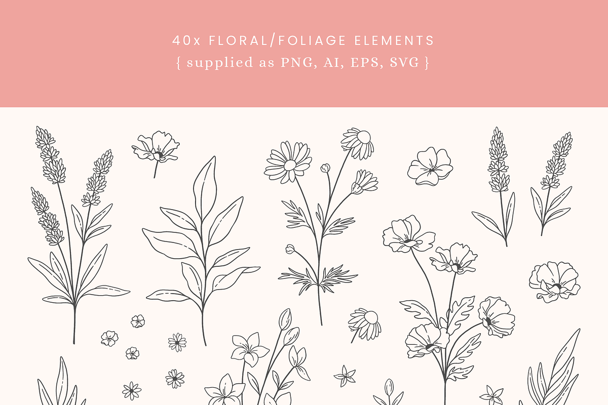 Floral Bows Vector Illustrations, a Decorative Illustration by Emma Webb Studio (Photo 4 of 7)