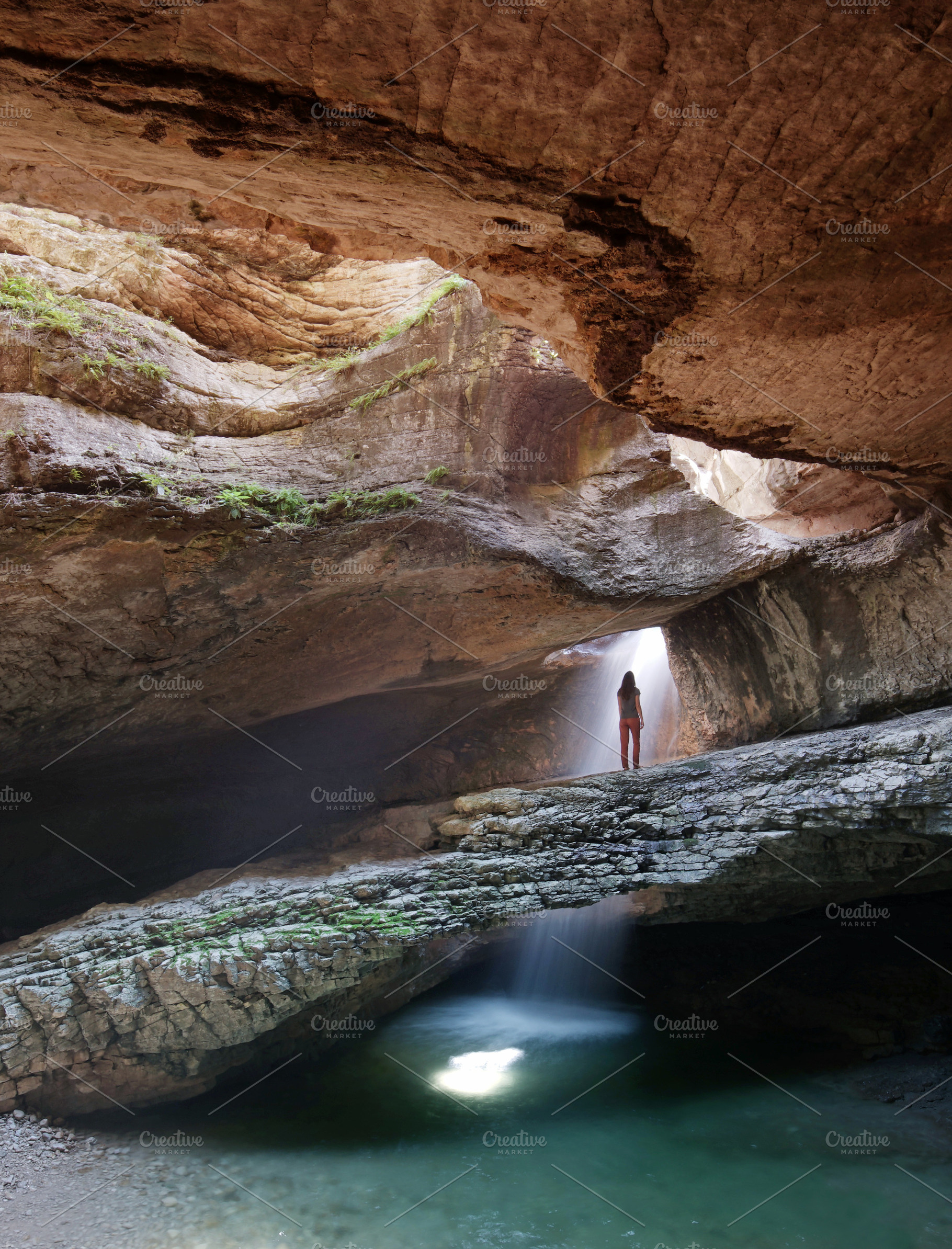 Hidden waterfall into canyon containing canyon, waterfall, and river, a Nature Photo by Anton_Sokolov