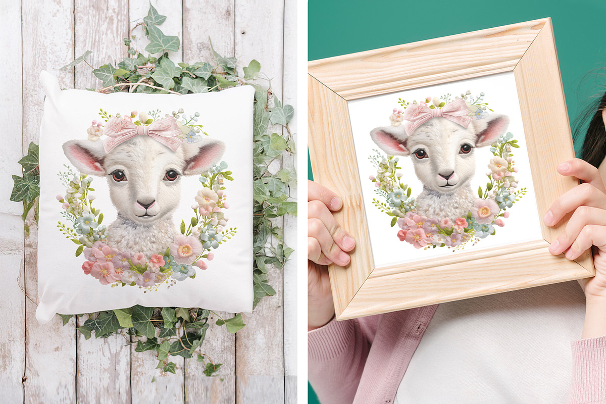 Embroidery Easter Sheep & Flower PNG, an Object Graphic by V Design Creator (Photo 3 of 8)