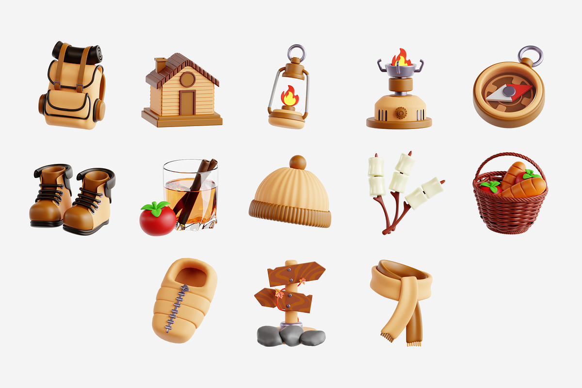Autumn Adventure 3D Icon Set, an Object 3D Model by Eklip Studio (Photo 2 of 3)