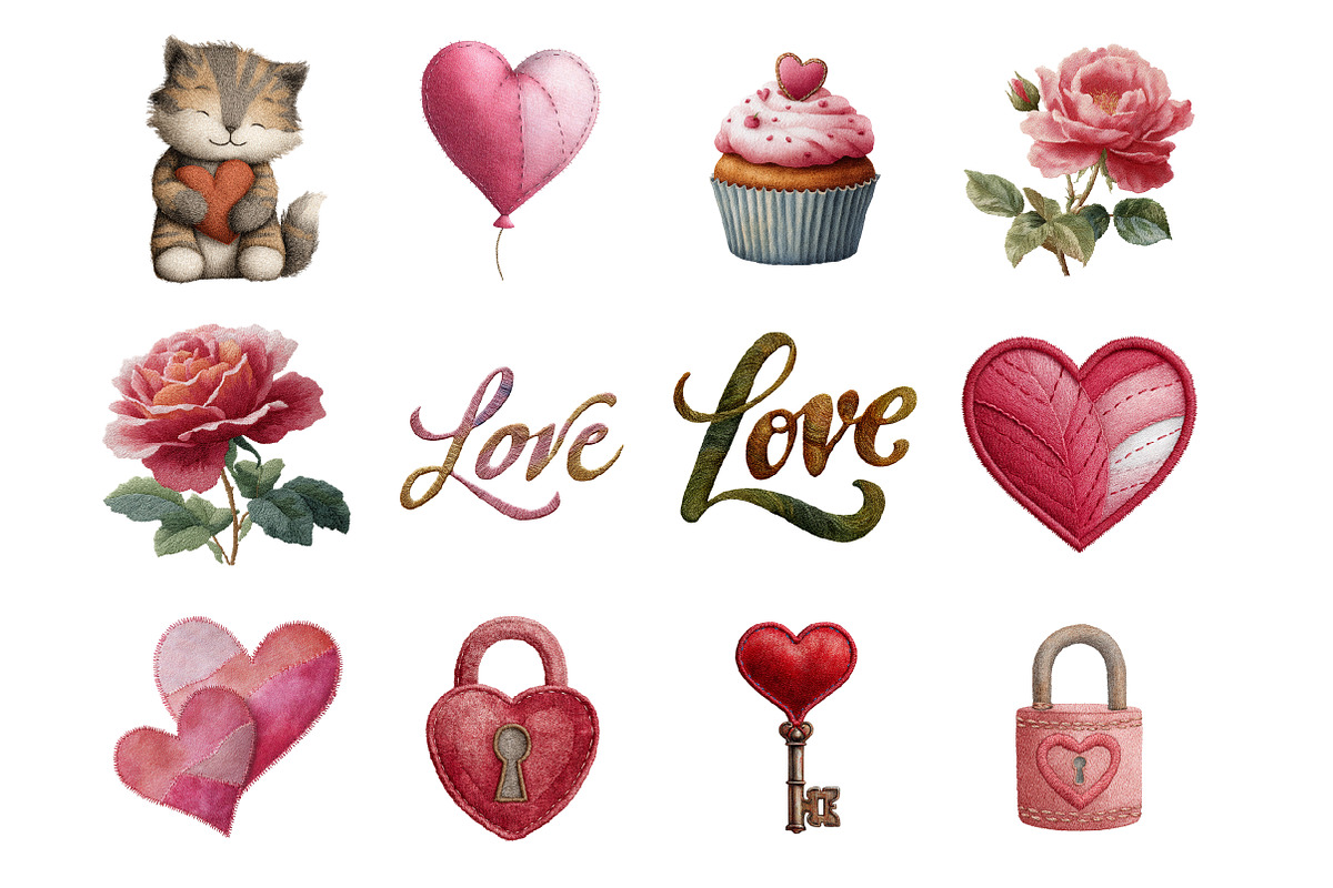 Valentine's Embroidery Clipart, an Illustration by Design Market (Photo 2 of 3)