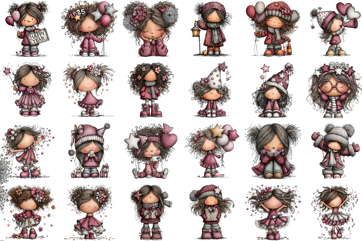 Watercolor New Year Girl Clipart, an Illustration by Sublimation Artist (Photo 2 of 6)