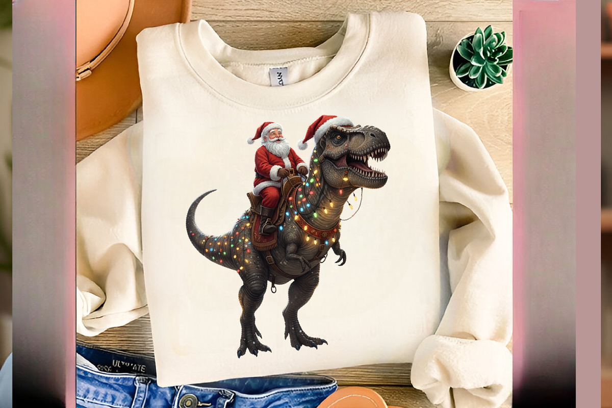 Dinosaur T-Rex Christmas Santa PNG, an Illustration by SinaCreation (Photo 6 of 7)