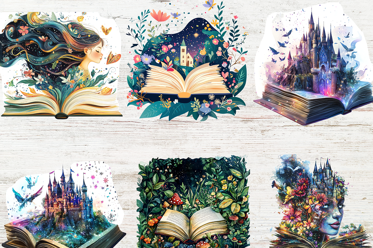 Watercolor Fantasy Books Clipart, an Education Illustration by LA Design (Photo 5 of 10)