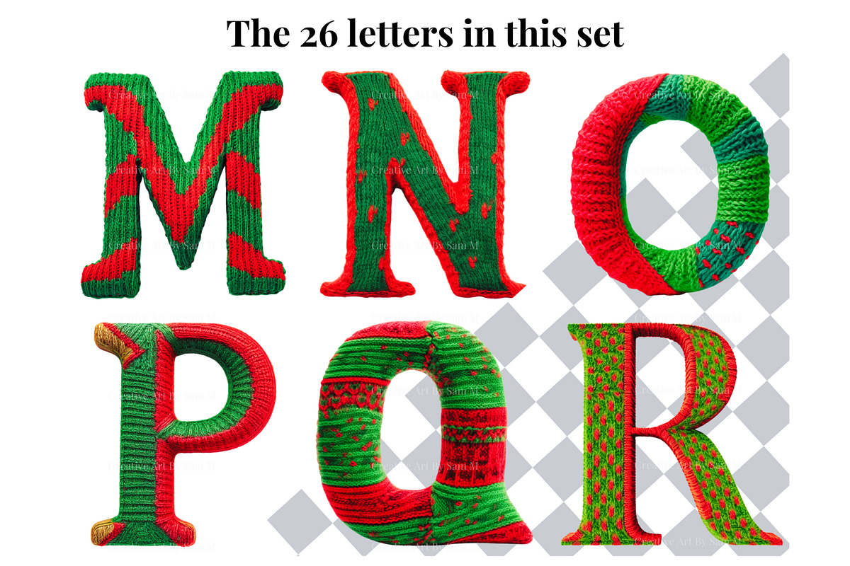 Christmas Knitted Alphabet Letters, a Decorative Illustration by Creative Art By SamM (Photo 5 of 10)