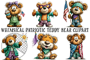 Whimsical Patriotic Teddy Bear Clipa, an Illustration by OK Design (Thumbnail 2 of 6)