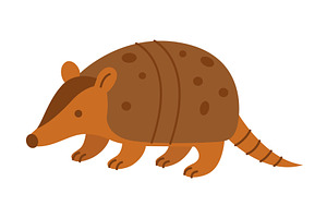 Brown armadillo. Cute flat vector, an Animal Illustration by GraphiShop