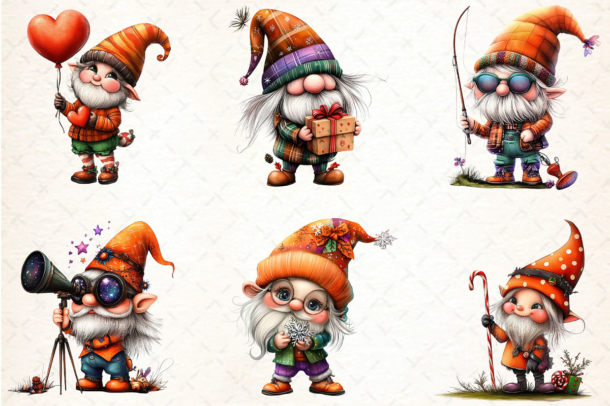 Stylish Gnome Clipart, an Illustration by DreamCafeArt (Photo 2 of 8)