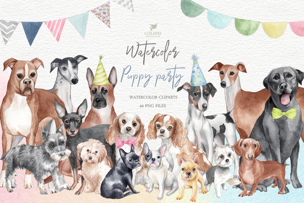 Dogs portrait clipart set, an Animal Illustration by Colibri Watercolor (Photo 1 of 6)