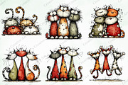 Whimsical Christmas Cats Clipart, an Illustration by Creative Art (Thumbnail 5 of 13)