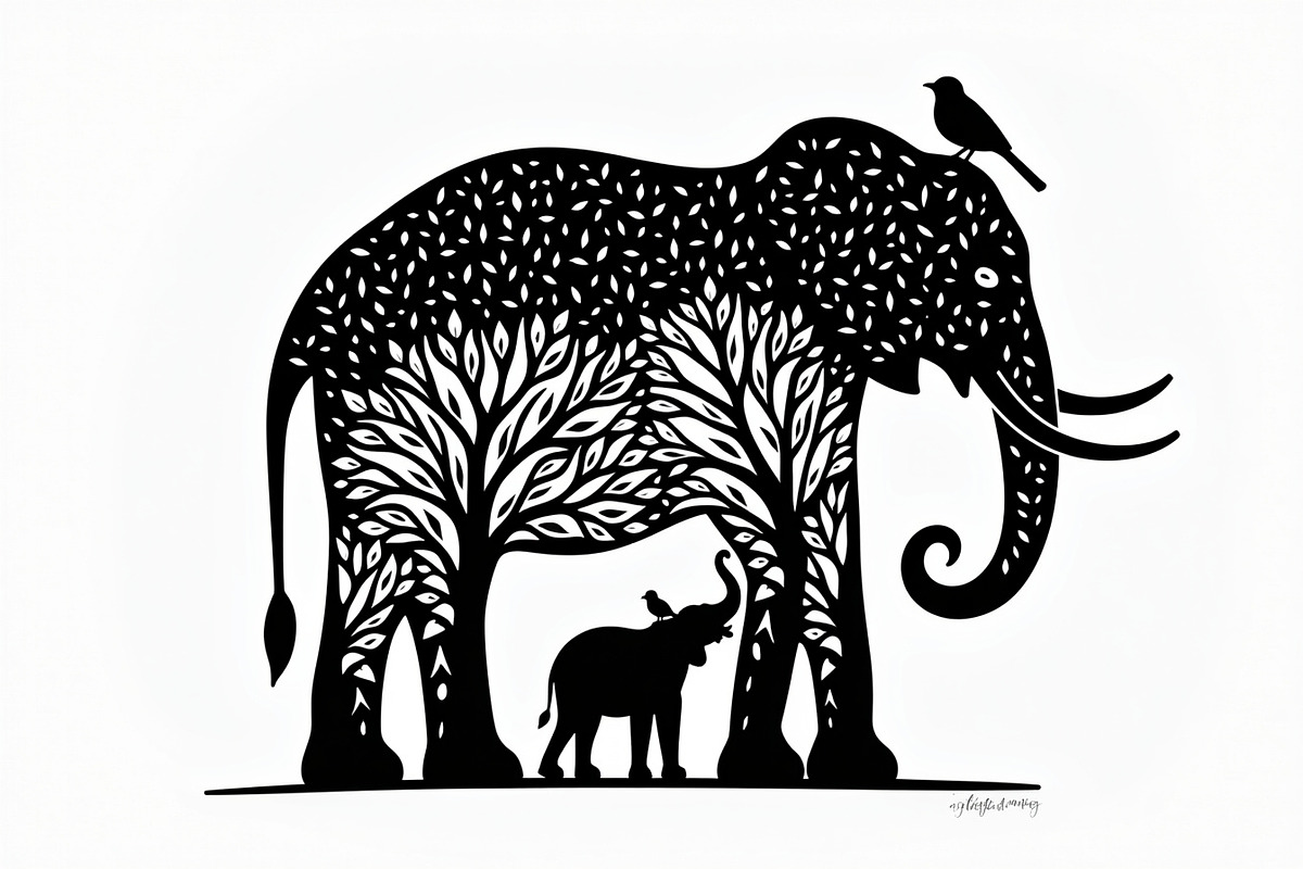 Silhouette of a Cute Elephant vector, an Illustration by Amazin_art (Photo 7 of 21)