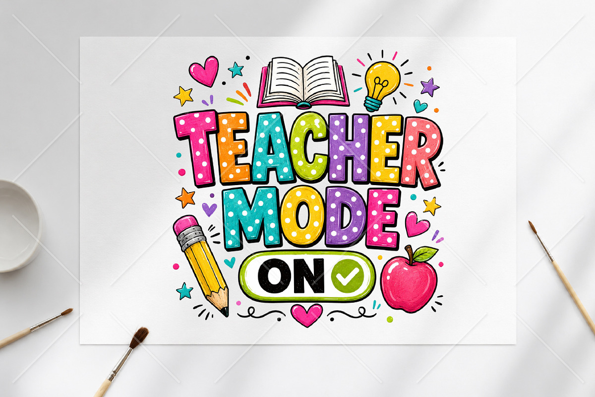 Teacher Mode On Sublimation PNG, a Seasonal Illustration by Canvas Craft (Photo 5 of 5)