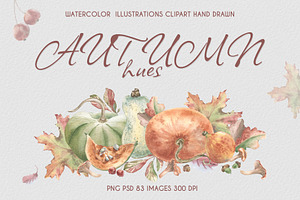 Pumpkin clipart. Autumn watercolor