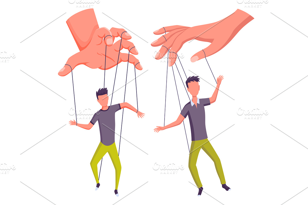 Puppeteer hands controlling, a Person Illustration by Things for designers