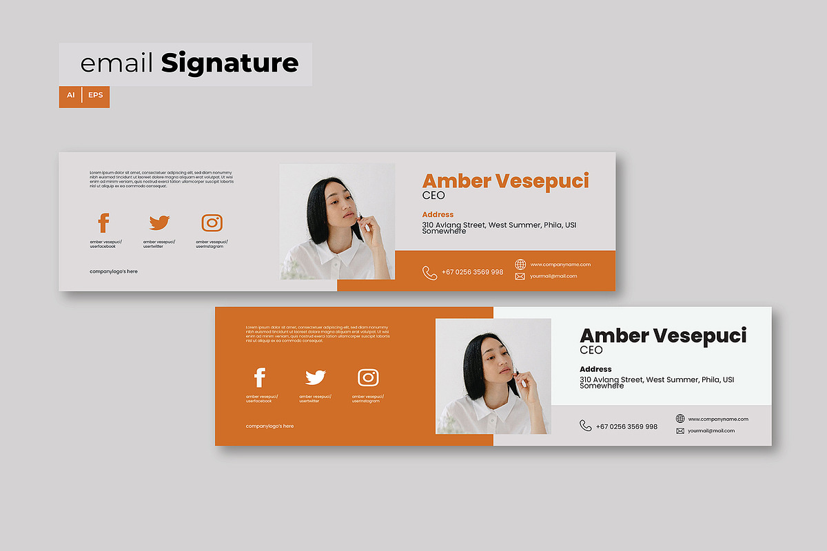 Amber Email Signature, an Email Template by LIOKIVA Studio