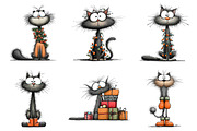 Quirky Christmas Cat Clipart, an Illustration by Craft Nest (Thumbnail 11 of 13)