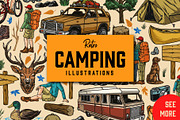 Retro Camping illustrations, an Animal Illustration by DGIM studio (Thumbnail 1 of 12)
