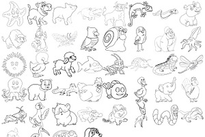 Cartoon Animal Outlines Set 1