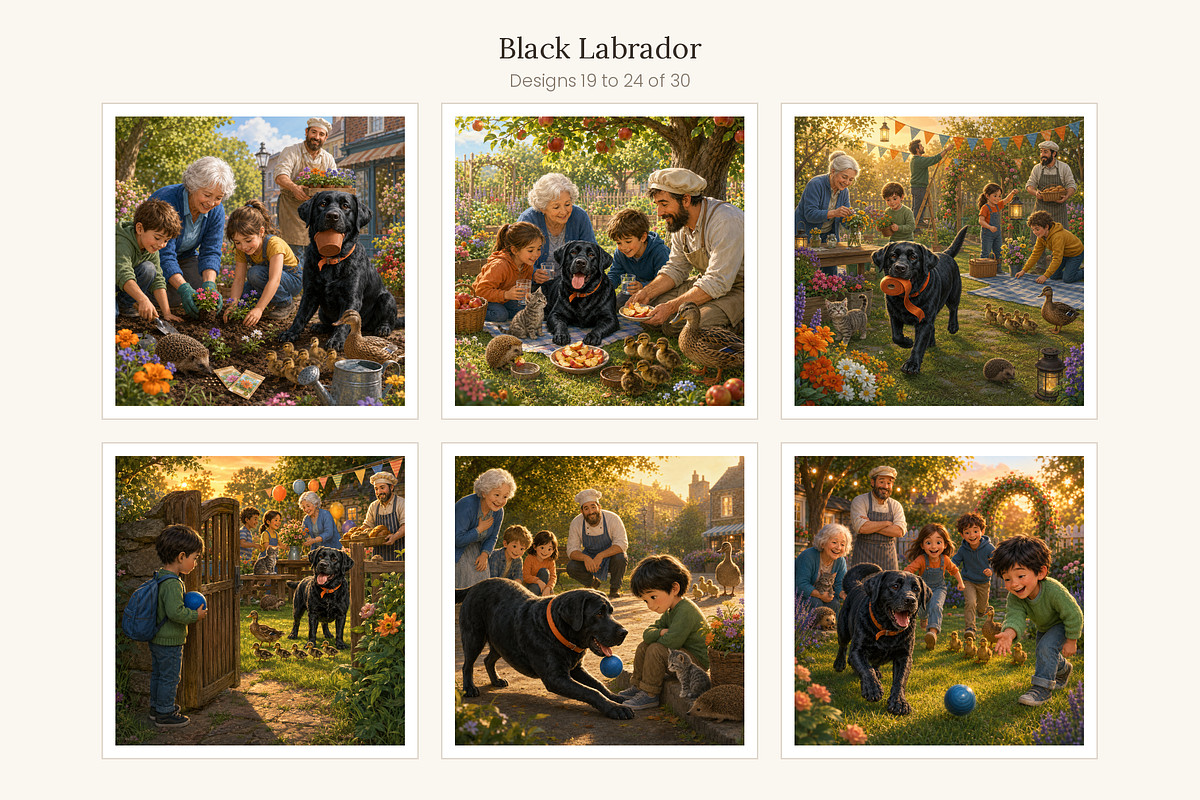 Black Labrador Illustrations, 30, an Animal Illustration by LanternkinStudio (Photo 9 of 14)
