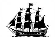 Sailing Ship Silhouette Vector, an Illustration by Amazin_art (Thumbnail 3 of 9)