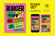 Pink Quirky Burger Sale Flyer Set, a Flyer Template by graphicook (Thumbnail 1 of 3)