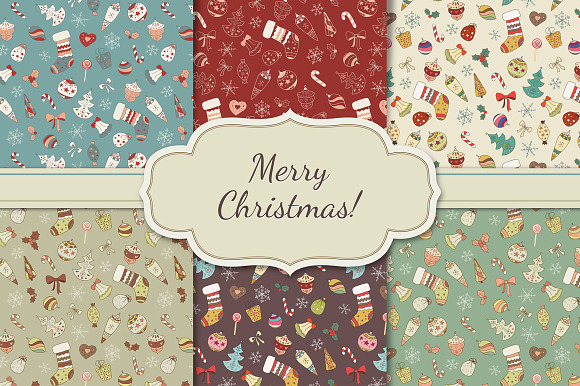 Christmas seamless patterns preview 5