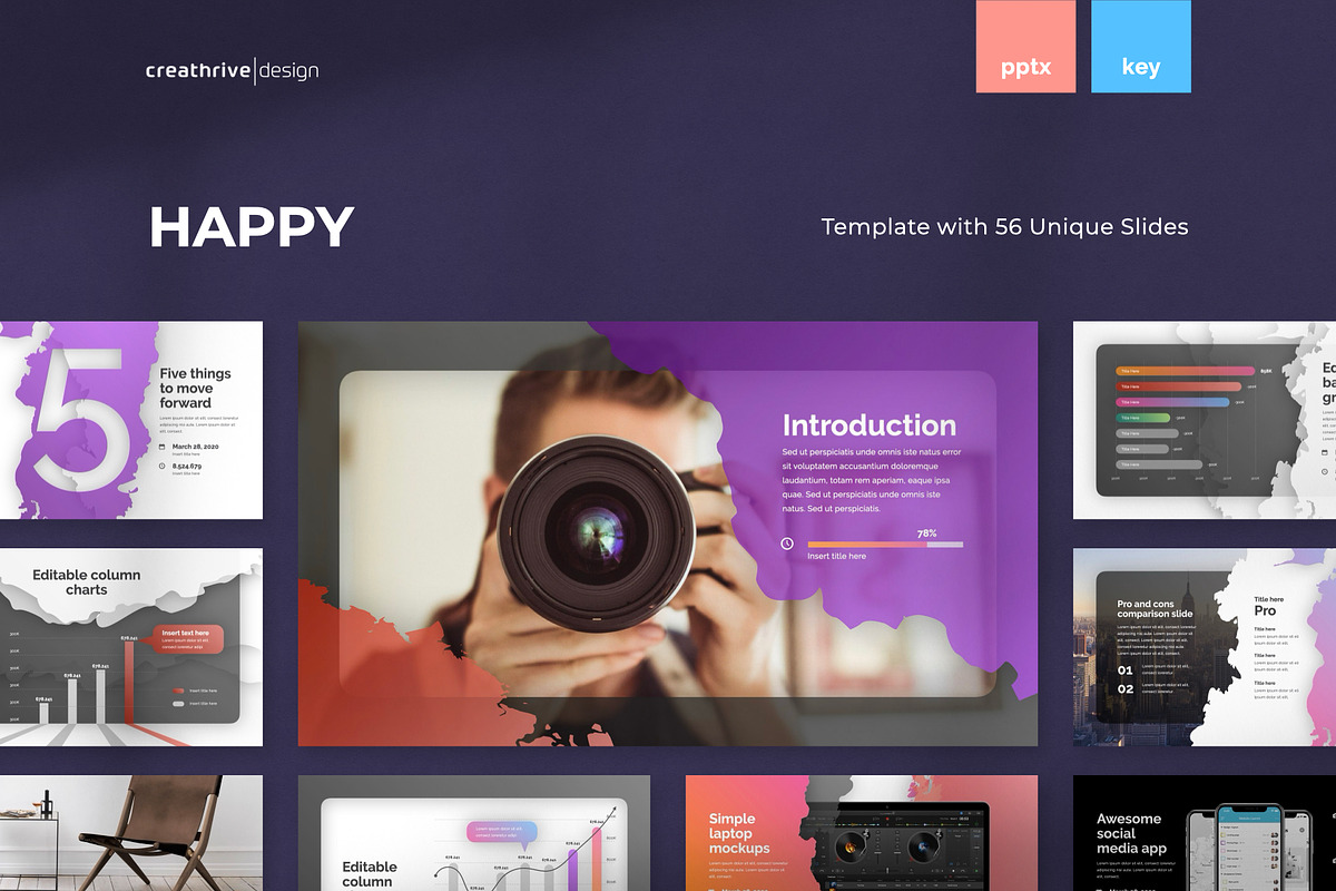 Happy PowerPoint Template, a Presentation Template by Creathrive Design (Photo 1 of 7)