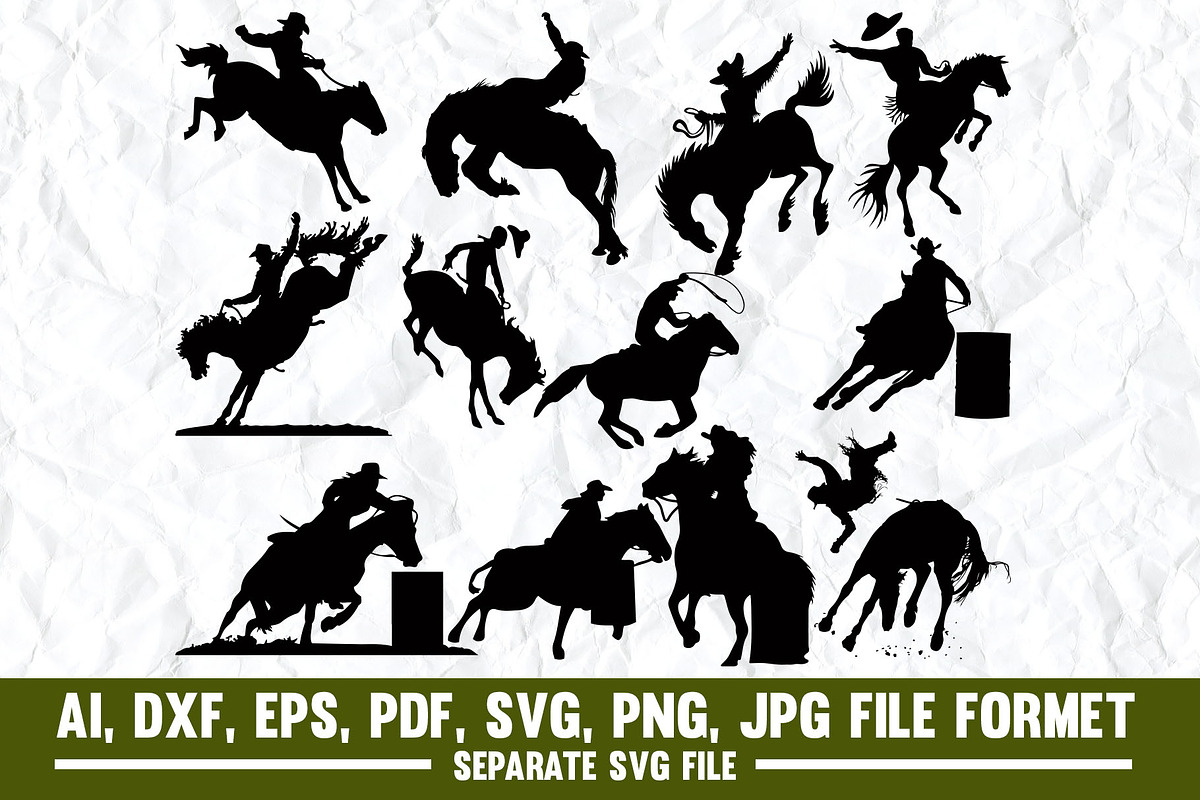 Rodeo,cowboy,western,cowgirl,horse, an Object Graphic by VectorArtPrintableDesign
