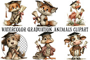 Watercolor Graduation Animals Clipar, an Illustration by OK Design (Thumbnail 2 of 6)