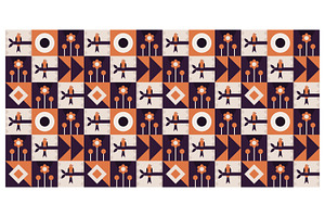Geometric Birds and Floral, a Decorative Illustration by Creative Backgrounds