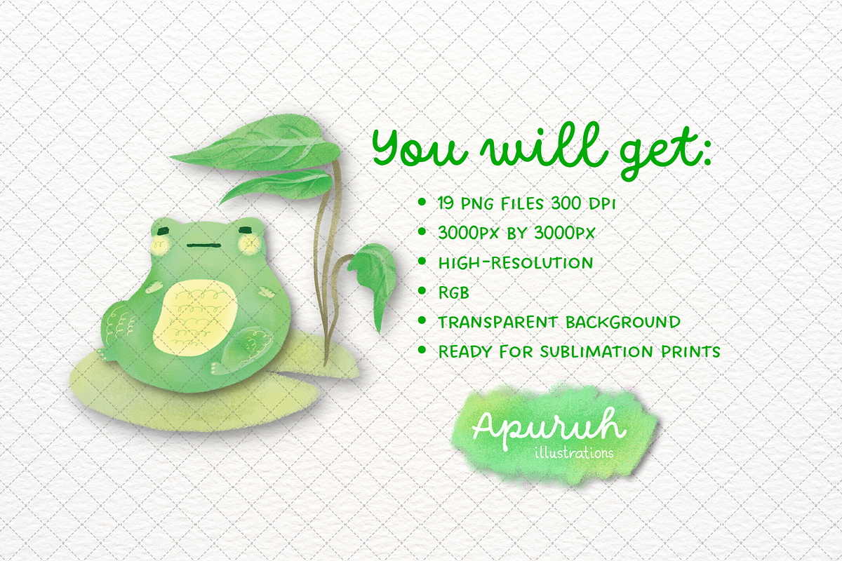 Cute Frog Clipart Watercolor Style, an Animal Illustration by creationsbyapuruh (Photo 5 of 5)
