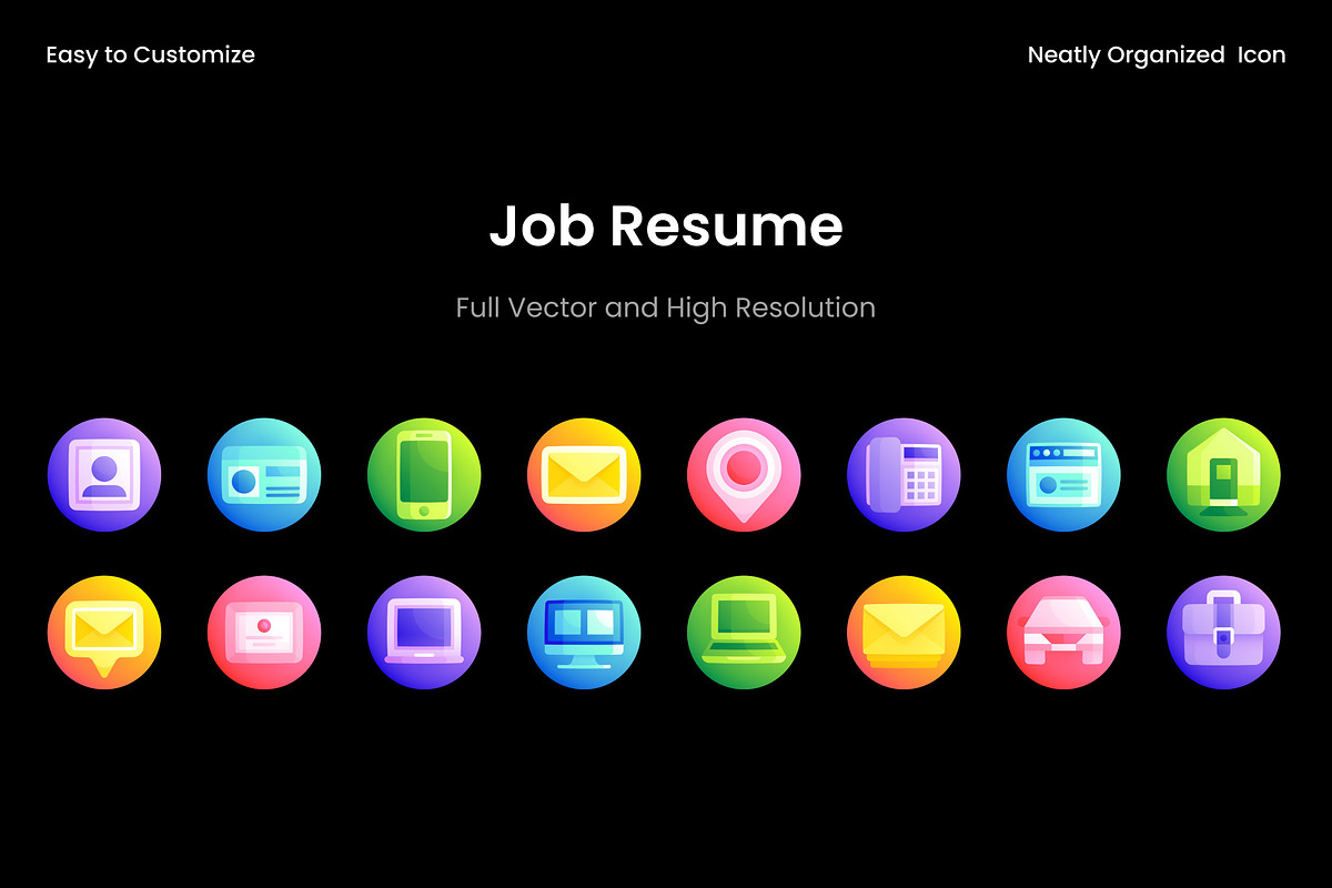 Job Resume Colorful Gradient Icons, a Duotone Icon by Wencory (Photo 2 of 2)
