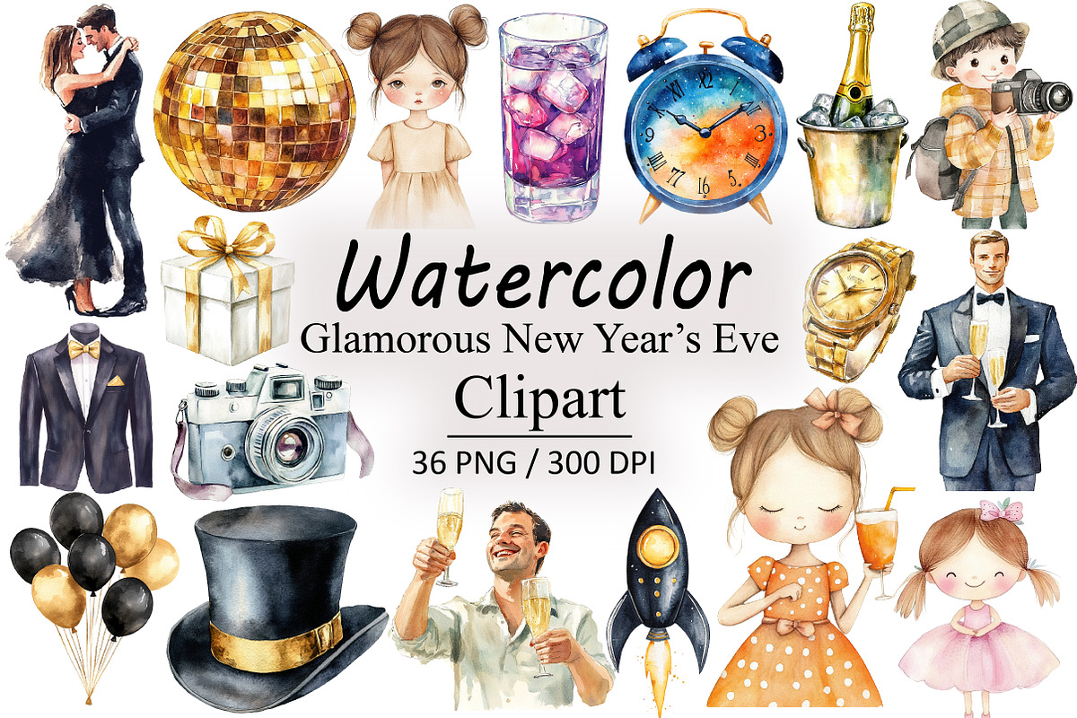 Glamorous New Years Eve PNG Clipart, an Illustration by Design Market (Photo 1 of 3)