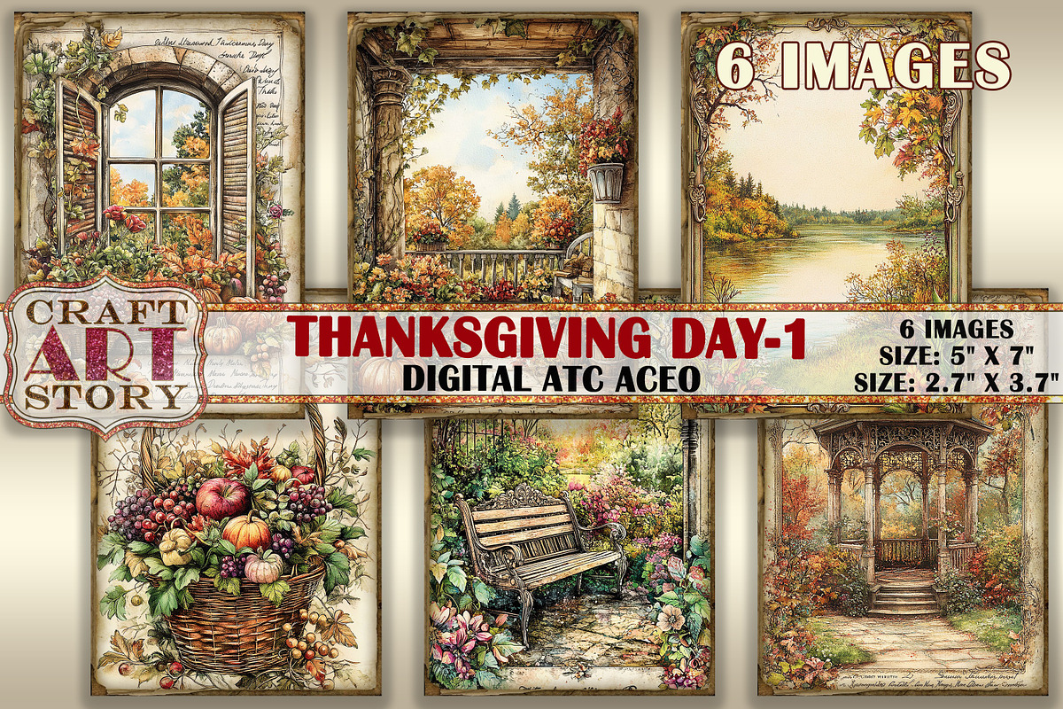 Thanksgiving day-1 picture collage, a Seasonal Illustration by CraftArtStory (Photo 1 of 3)