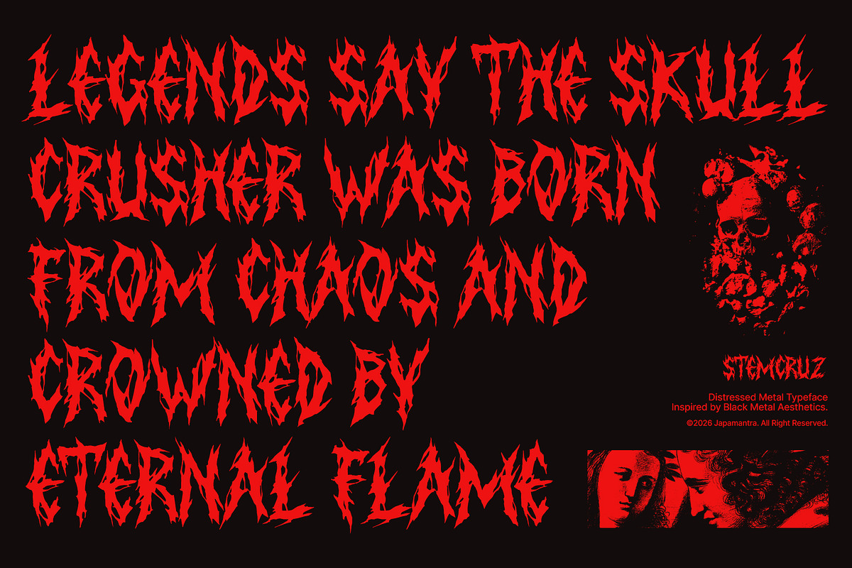 Stemcruz - Distressed Metal Font, a Blackletter Font by Japa Mantra (Photo 5 of 7)