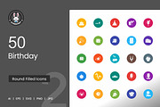 Birthday Round Filled Icons, an Icon by IconBunny (Thumbnail 1 of 2)