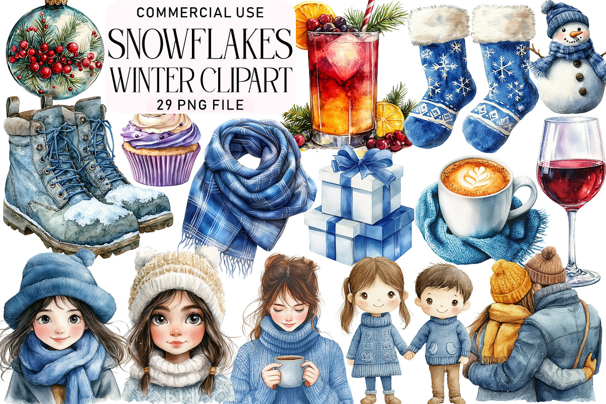 Snowflakes Winter Clipart, an Illustration by Daily.Designs (Photo 1 of 4)