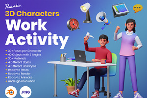 3D Characters Work Activity, a Characters & Person 3D Model by Rakata Studio