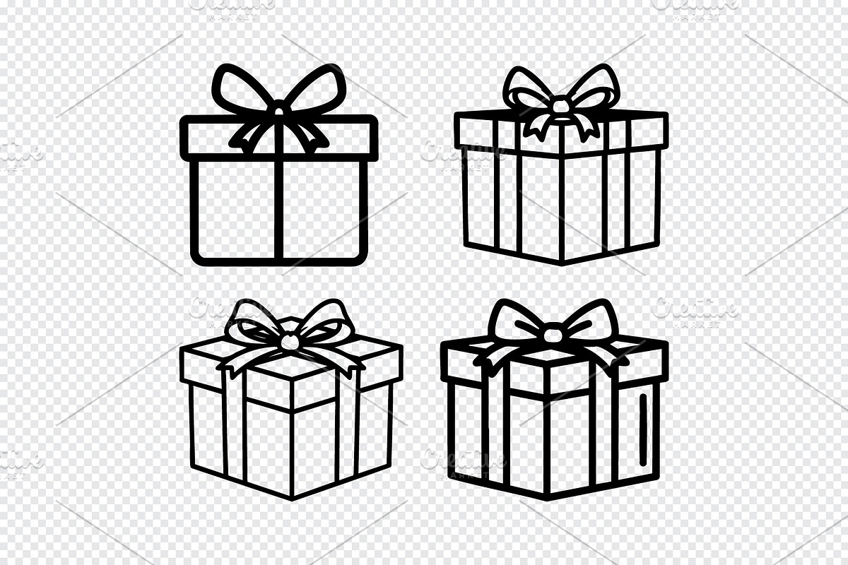 Four outline gift box illustrations, an Object Illustration by Toufiqul
