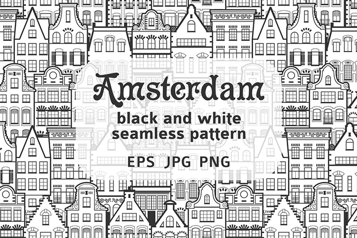 Seamless pattern of Holland houses, a Pattern Graphic by Primula`s shop (Photo 1 of 3)