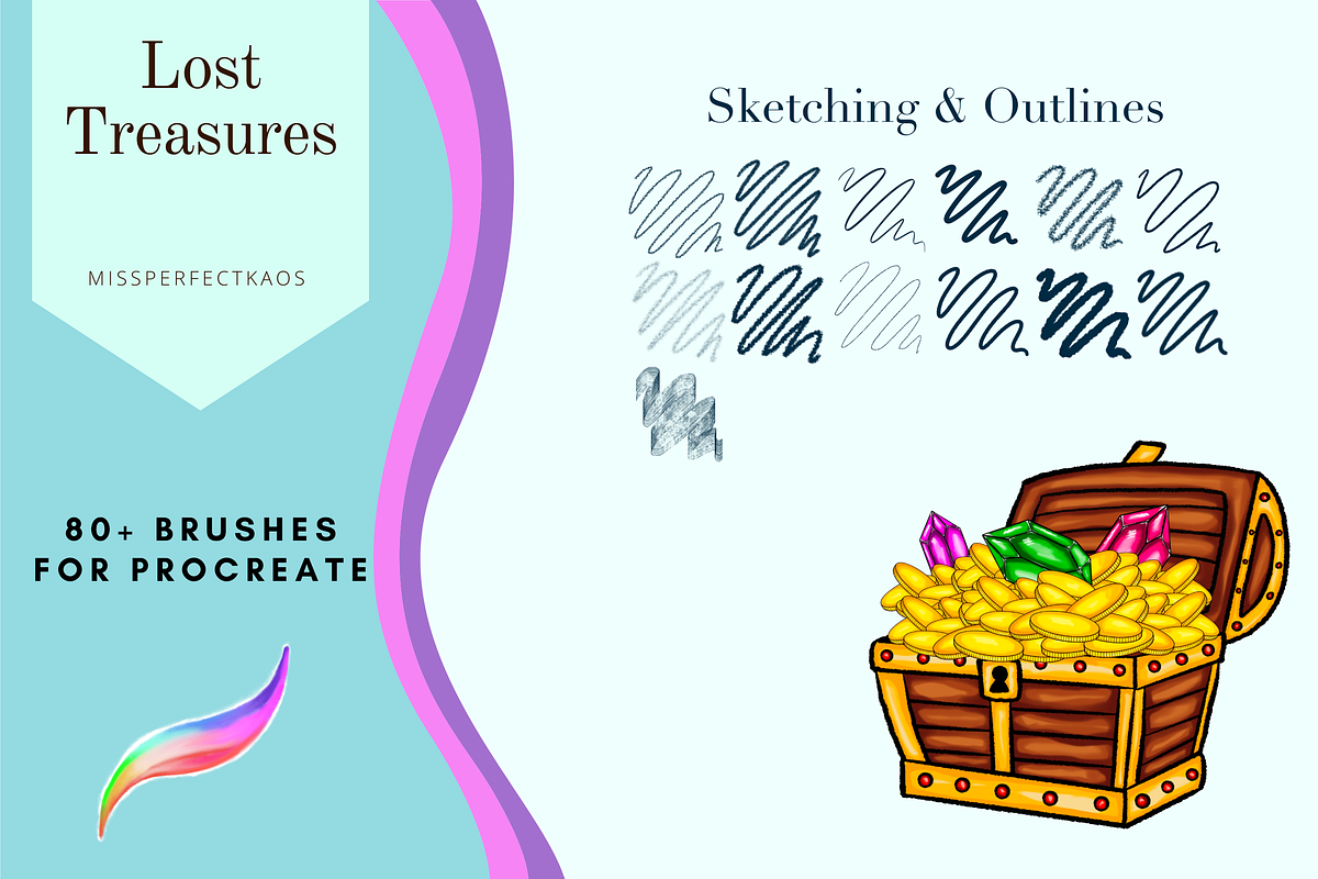 Lost Treasures-81 Procreate Brushes, a Brush Add-On by MissPerfectKaos (Photo 2 of 6)