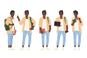 Afro Student Posing with Books and, an Education Illustration by Flashvector