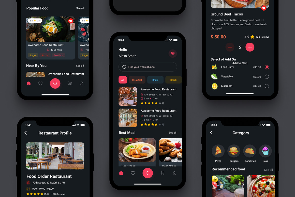 Food Delivery App UI Kit, an UI Kit Template by Zee UI (Photo 4 of 5)