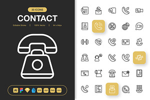 Contact Icons, an Outline Icon by Spacepixel Creative