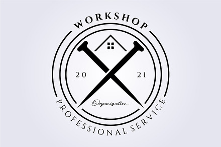 Workshop carpenter logo vector, a Branding & Logo Template by Lodzrov