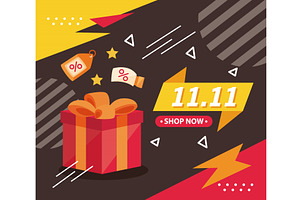 11 11 shop now poster, an Object Illustration by studiogstock